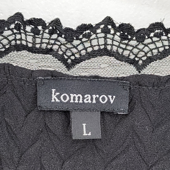 Komarov Women's Poly Textured Ruffles Wrap Style Top - L - Picture 3 of 6